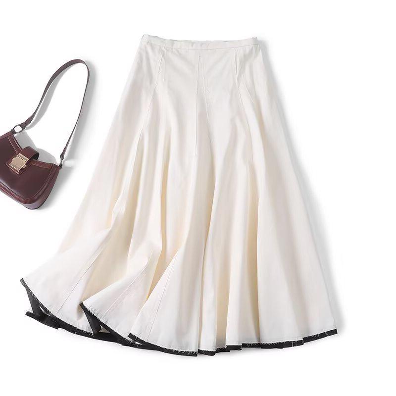 

Elegant Women s Summer Raw Edge Patchwork A-Line Midi Skirt Small