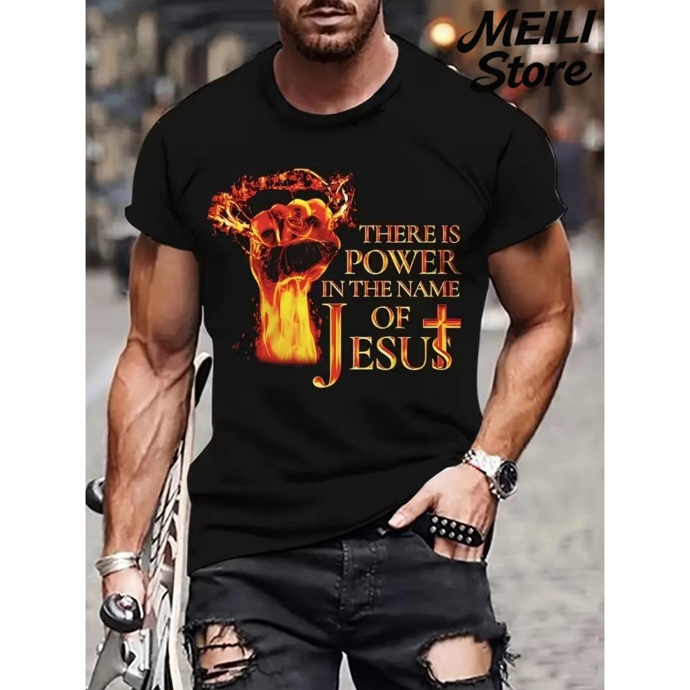 Herren 3D Jesus Druck T-Shirt Kurzarm Lässig Rundhals Betende Hände Design T-Shirt für Männer Neu im Oversized T-Shirt Oberteile