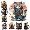 Samurai Neko Katze Japanischer Stil Digitale Kunst Autoaufkleber Sonnenschutz Persönlichkeit Autozubehör Windschutzscheiben Dekoration SH1225