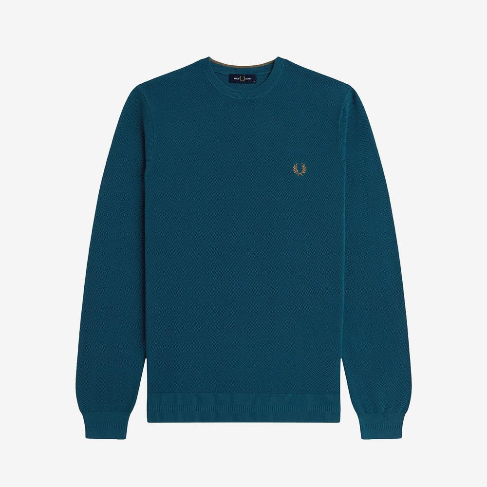 FRED PERRY [Sharp] Pique Stitch Knit - Dark Petrol Afpm2531309-Z23
