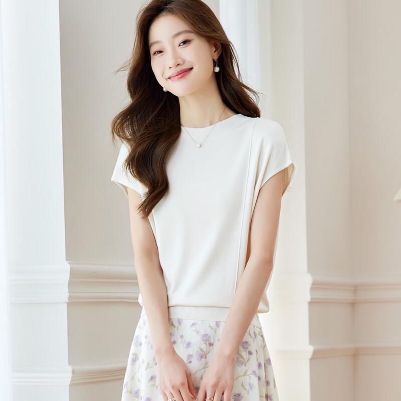 Srcr Women's 100% Mulberry Silk Short Sleeve T-Shirt