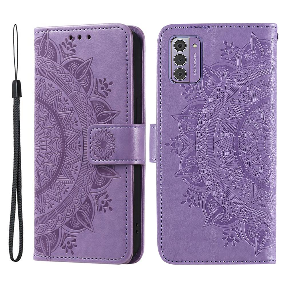 For Nokia G42 PU Leather Cover Mandala Flower Imprinted Wallet Phone Stand Case with Strap