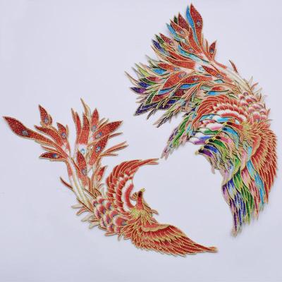 Phoenix Gold Edge Stickemblem: Großes Hanfu Cheongsam Hochzeitskleid im chinesischen Stil Aufbügeldekoration 4810#