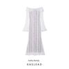 Kaslead New Women Clothes Western Style Sexy Lace Sheath Long Dress Tube Top High Waist Dress