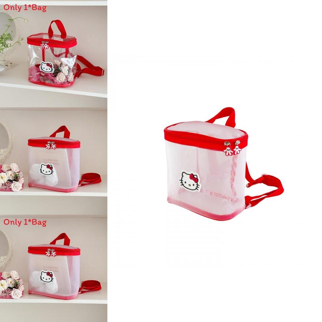 Hello Kitty Cat Pattern Transparent Kids Backpack With Breathable Pu Material For Kindergarten Children