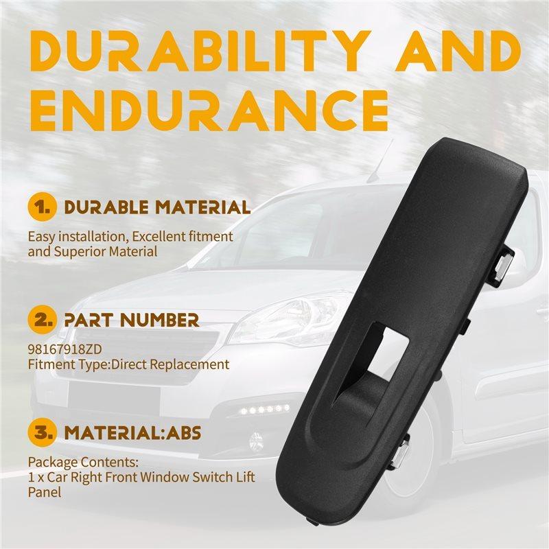 98167918ZD Car Right Front Window Switch Lift Panel Trim Door Armrests Panel For Partner Rifter Citroen