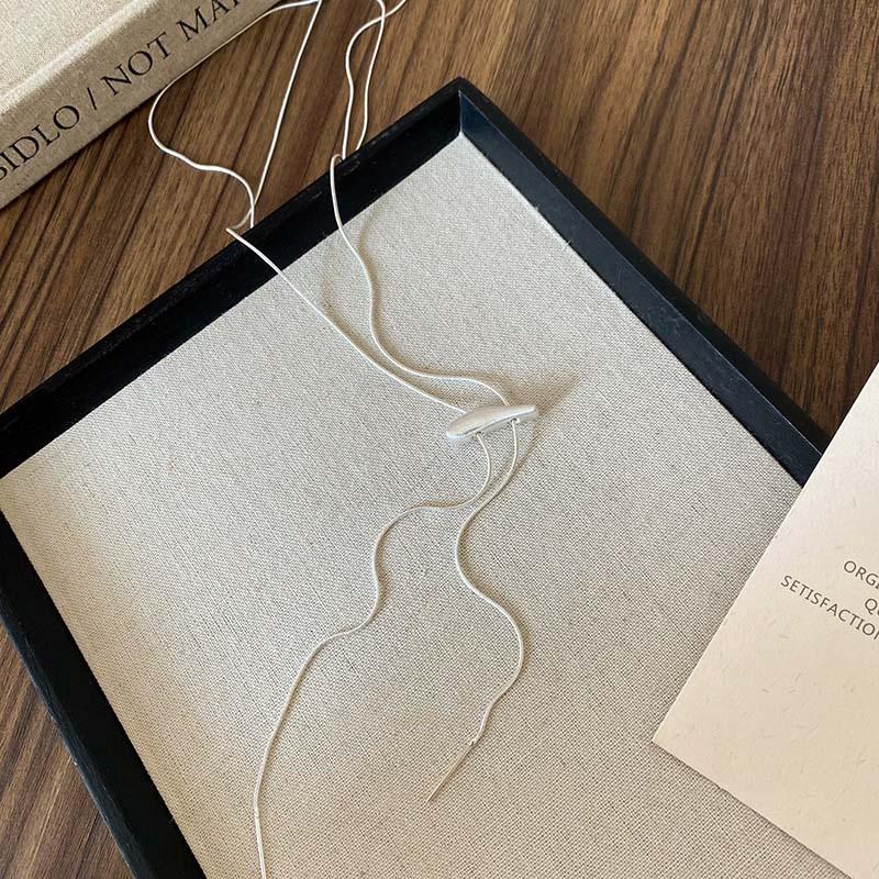 Minimalist Silver Color Matte Snake Bone Chain Necklace for Women Fashion Adjustable Long Sweater Chain Luxury Neck Jewelry