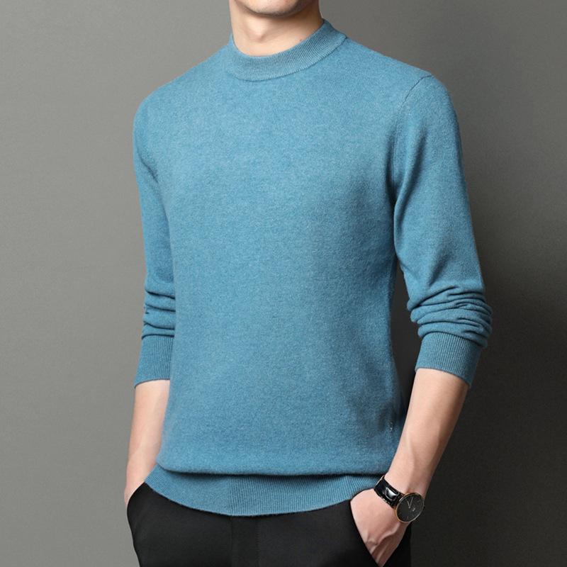 Осенне-зимний новый мужской свитер из овечьей шерсти с круглым вырезом — фото 4