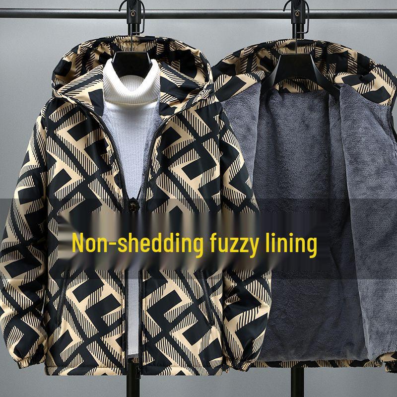 Europejska Modna Męska Kurtka Jacquard w Kratę ze Stójką - Koreański Styl Wiosenno-Jesienny Casualowy Top