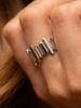 Cross Vertical Stripe Irregular Stainless Steel Ring: European Retro-Style Women's Fashion Jewelry.