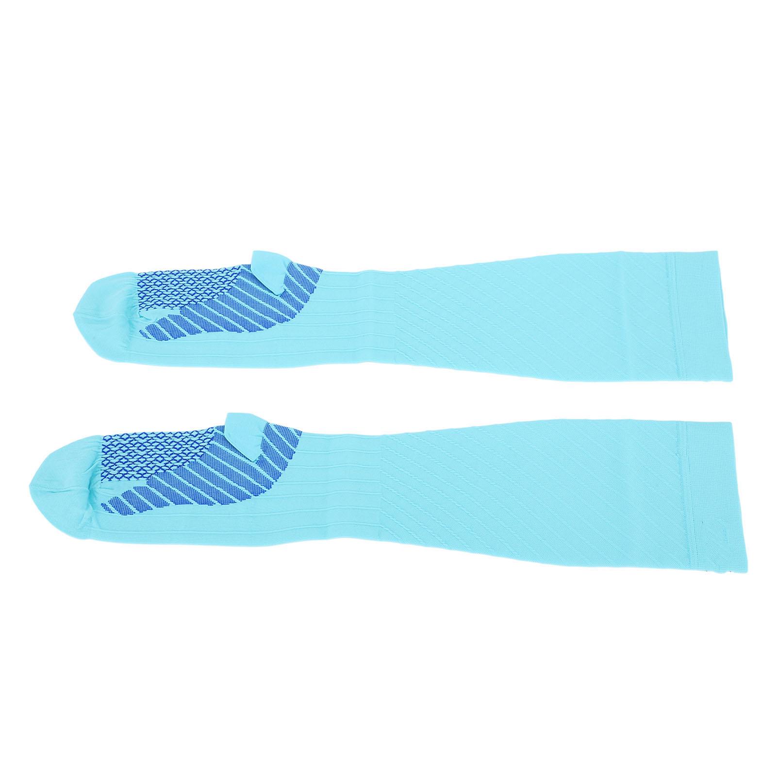1 Pair Compression Socks Sweat Absorption Knee High Compression Socks for Running Biking Outdoor Sports Light Blue L 47x38x27cm