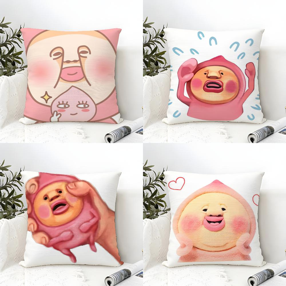 KKobito ZZukan Peach Cushion Cover Eco Linen Pillow Case DoubleSided Print Breathable Durable Zipper Home Decor Gift