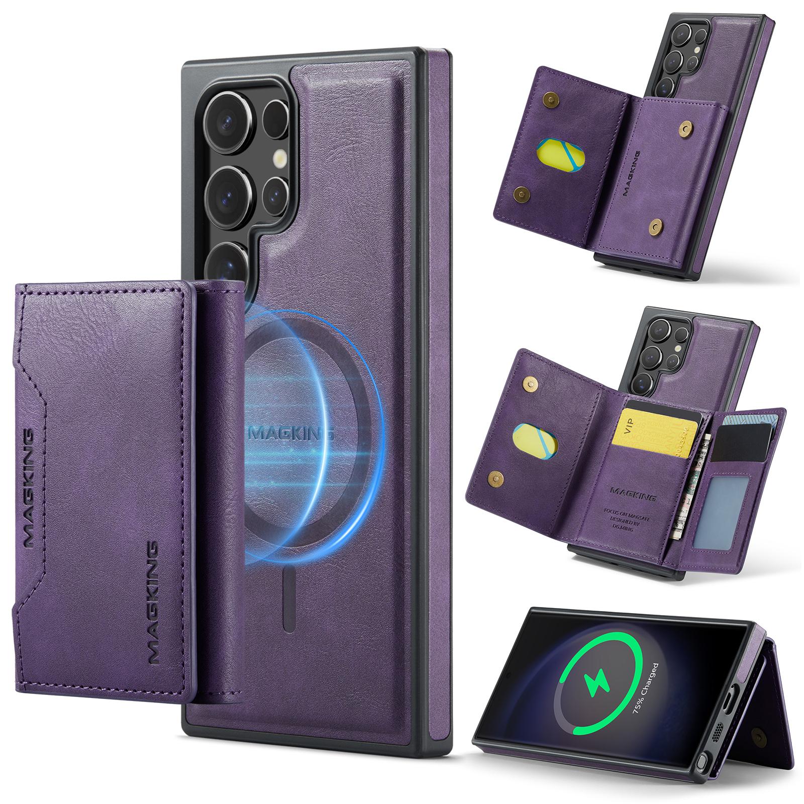 

MAGKING K2 Series For Samsung Galaxy S23 Ultra Case Compatible with MagSafe PC+TPU+PU Phone Cover Purple