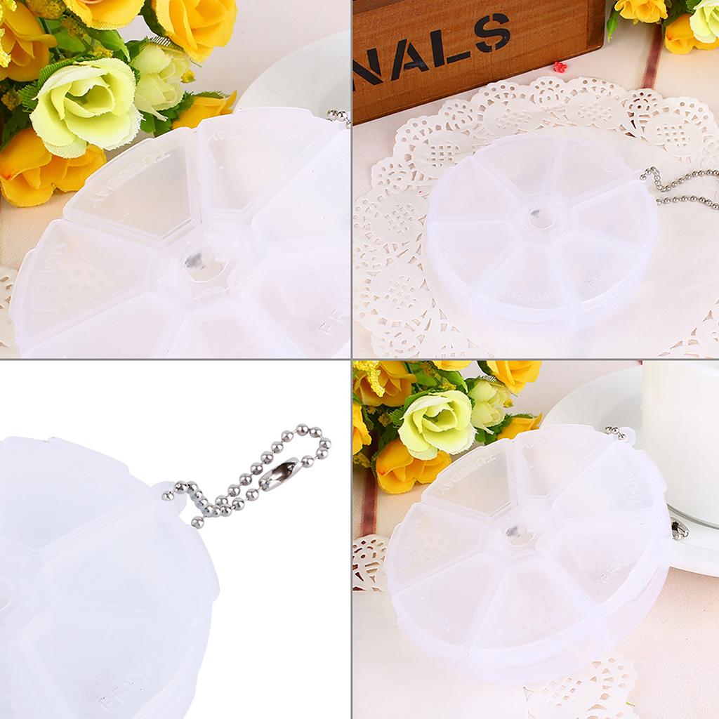 Mini 7 Days Weekly Pill Box Dispenser Organizer Container Round Tablet Pill Holder