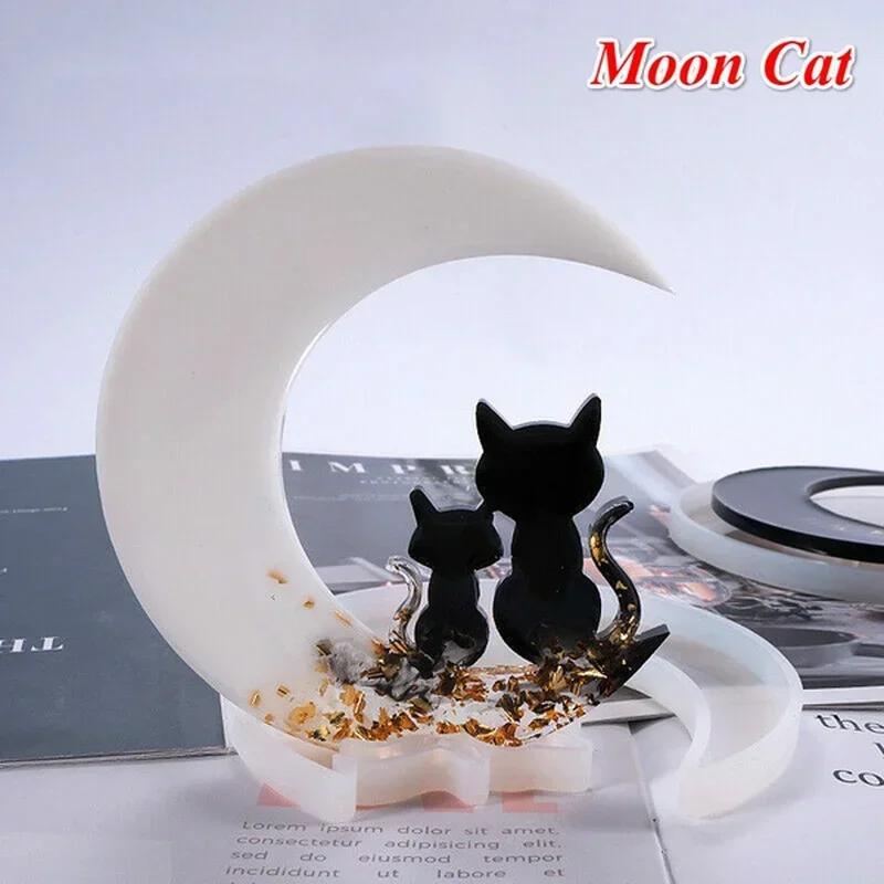 3D Silicone Molds  Deer Moon Resin Crystal Epoxy Cat Mold Casting Silicone Mould Crafts DIY Making Hand-made Moulds for Pottery