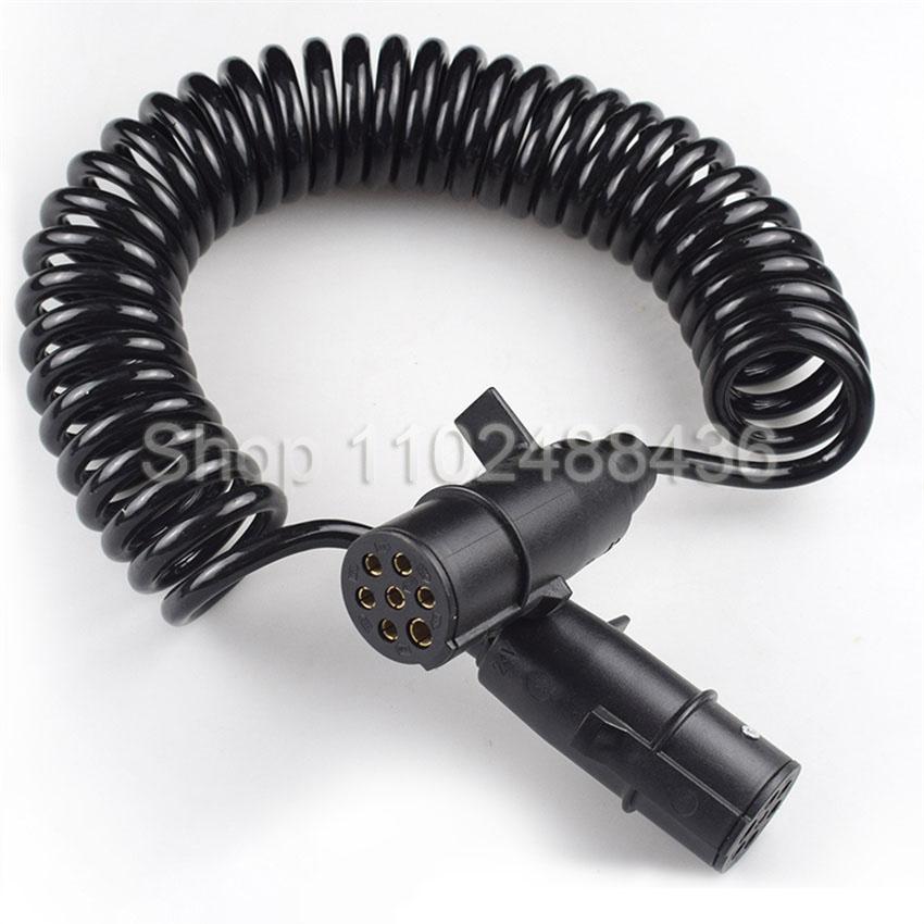 Truck Trailer Cable Semi-trailer Connection Cable 7-core Spiral Cable Assembly Power Reel Trailer Breakaway Electrical Plugs