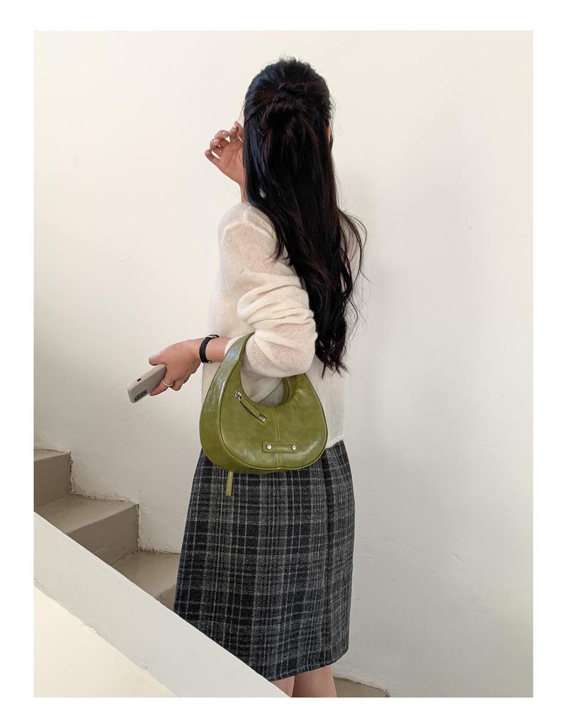 Spring Summer Crescent PU Leather Bag - Korean Style Versatile Tote for Women