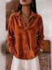 Retro Corduroy Lapel Zipper Long Sleeve - Autumn Casual