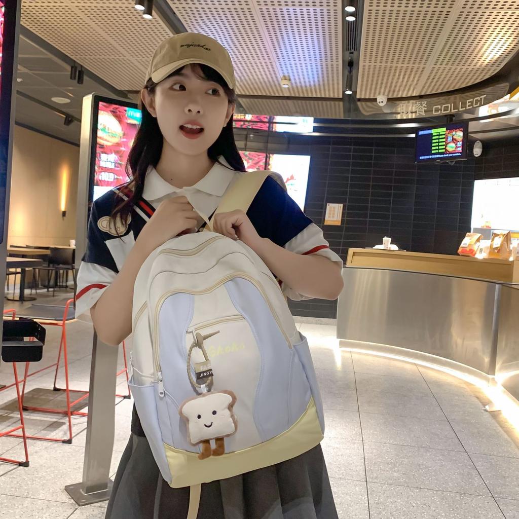 Dopamine student schoolbag high school simple ins high value backpack large capacity bag travel light backpack women