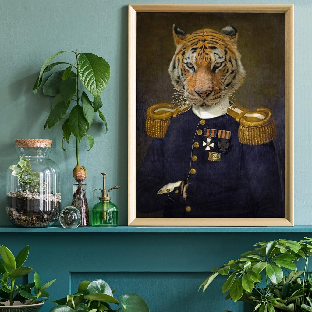 Renaissance Animal Painting Lion Flamingo Tiger Rabbit Victorian Animal Portrait Wall Art Funny Picture Canvas Poster Home Decor