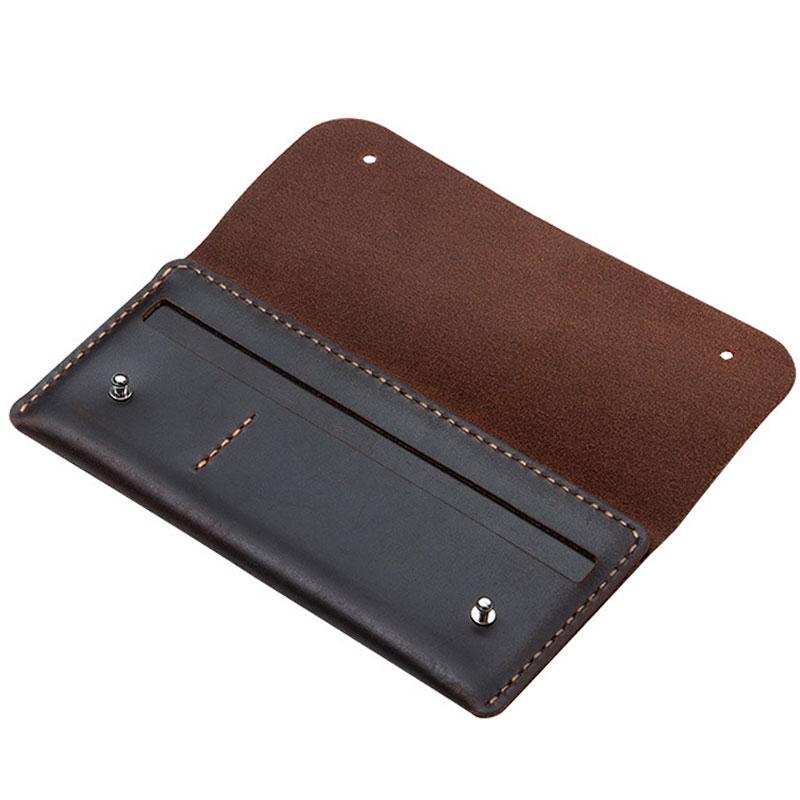 Handmade Leather Men's Wallet Purse Cow Leather Bifold Id Card Phone Holder Bag Pure Leather
