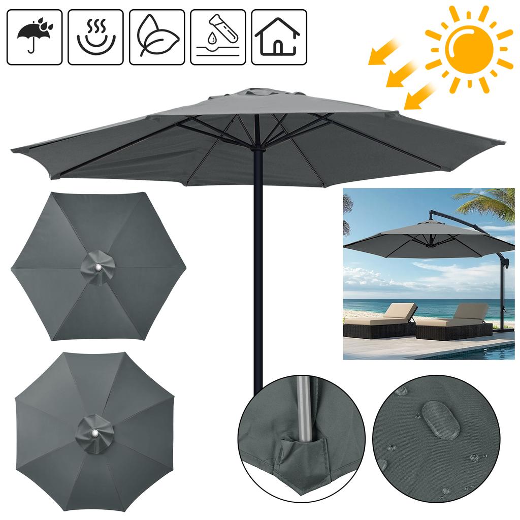 6/8 Ribs Replacement Parasol Canopy Waterproof Weatherproof UV-Anti Parasol Replacement Canopy Cover Large Patio Umbrella Cloth