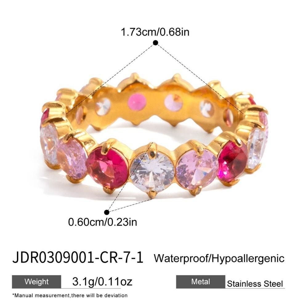 Purple Zircon Ring Rose Red Stackable Ring Fashion Stainless Steel Ring  Simple Design
