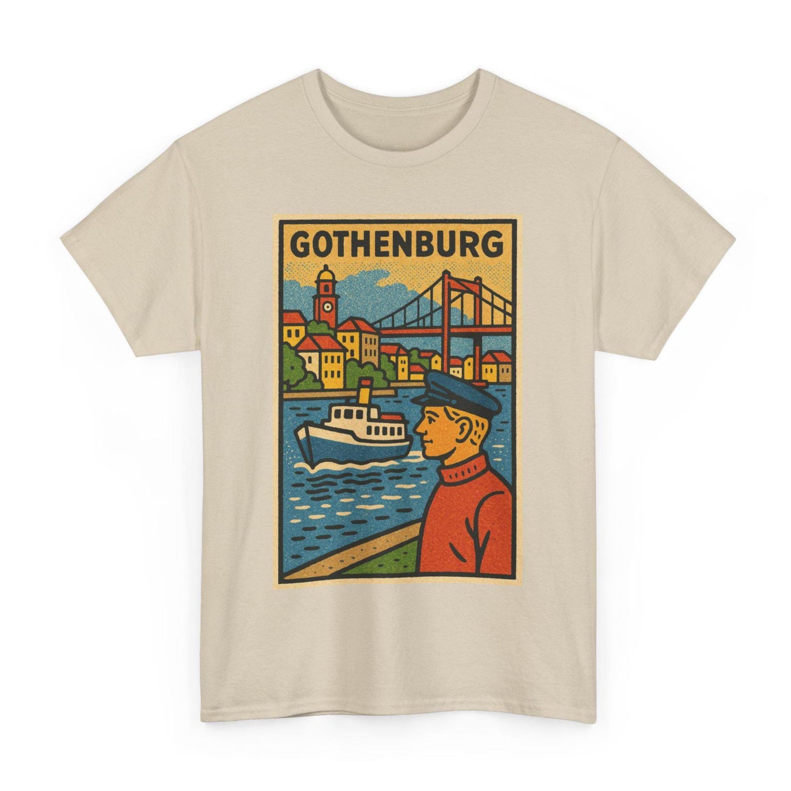 Gothenburg T-Shirt: Retro Comic Style Sweden Travel Tee L