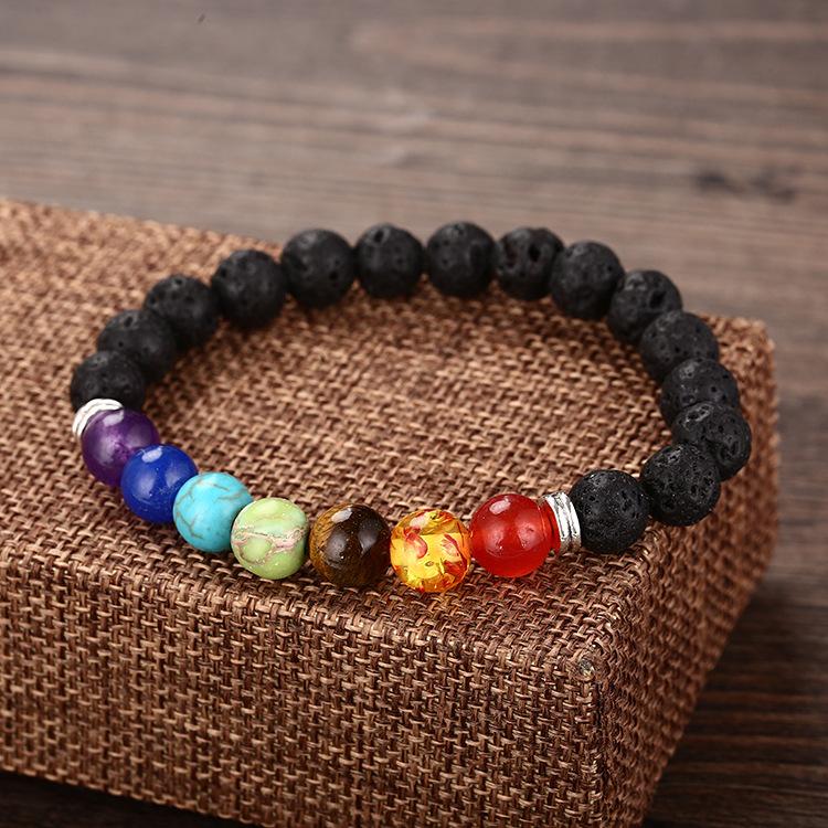 Colorful Bracelet Bracelet, Natural Agate Amethyst Volcanic Stone Bracelet.