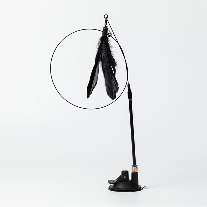 New Puppy Cat Teaser Stick Cat Long Rod Suction Cup Small Bell Feather Cat Toy Pet Amuse Yourself Toys Household Pet Products