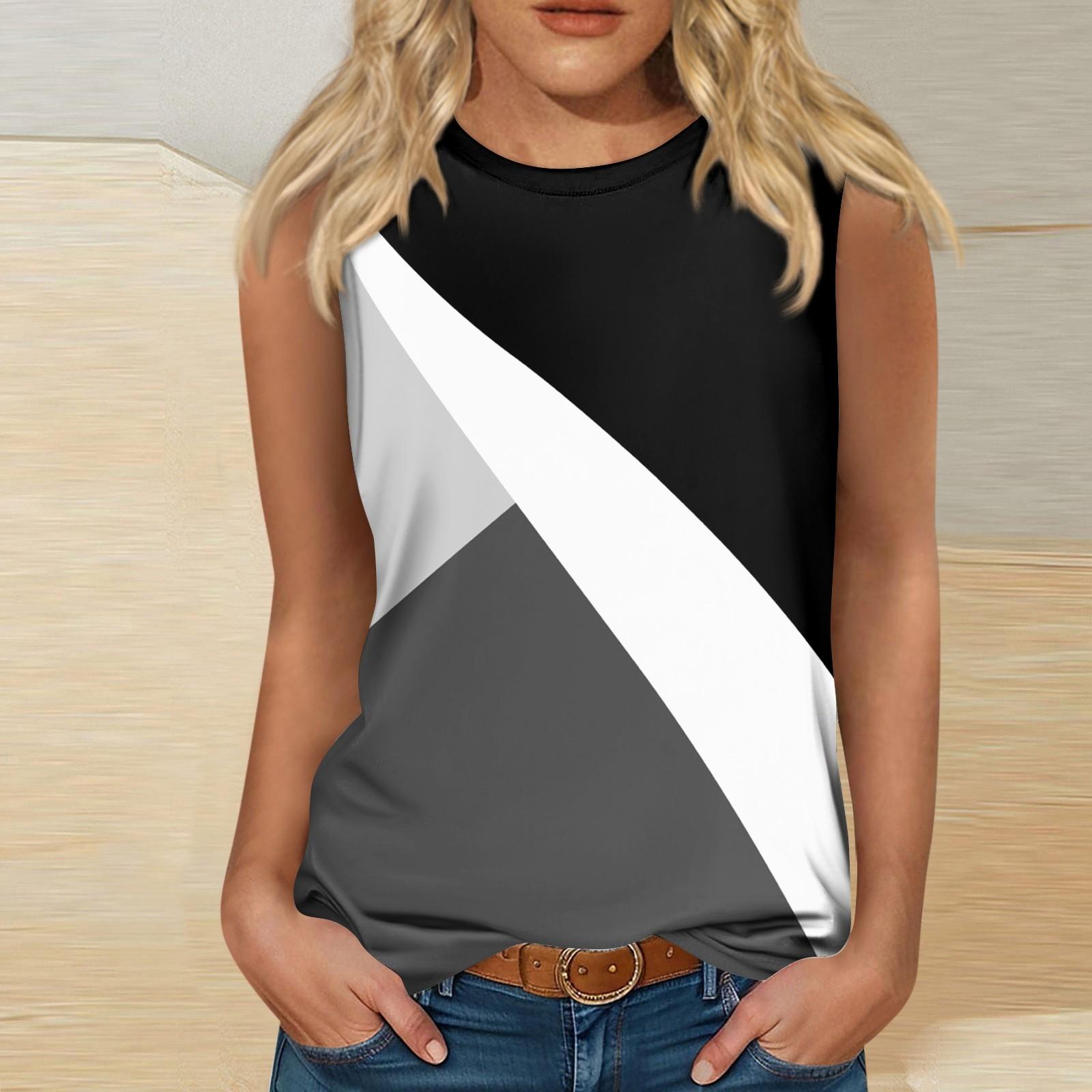 

Женские повседневные топы-туники для ношения с леггинсами Рубашки без рукавов Струящиеся майки Блузки L чёрный