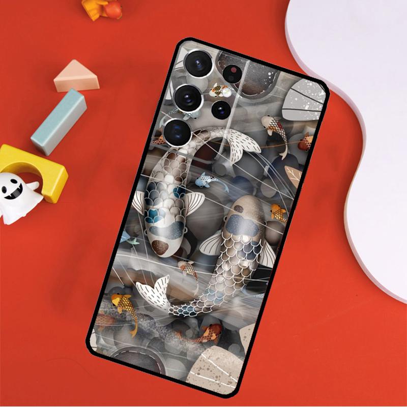 Koi Carp Fish Yin Yang Phone Case For Samsung Galaxy S24 Ultra S25 Ultra S9 S10 S20 S21 S22 S23 Plus S24 FE Cover