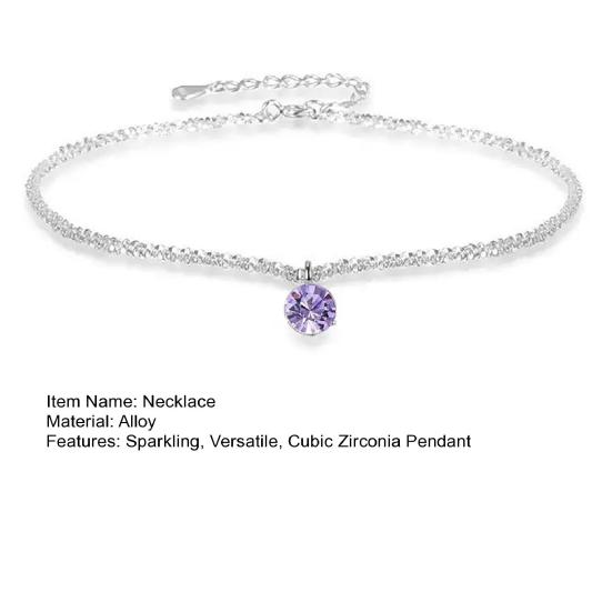 Cubic Zirconia Necklace Women Faux Necklace Dainty Sparkling Diamond Pendant Short Necklace Clavicle Chain Jewelry Gift