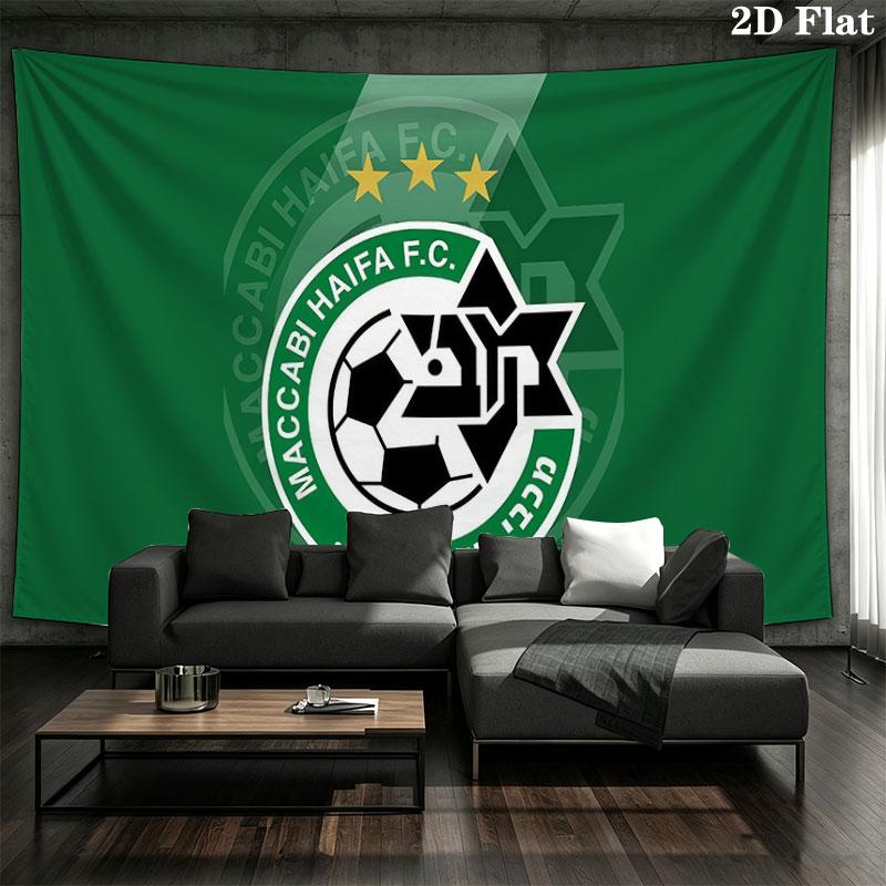 Maccabi Haifa Wall tapestry, aesthetic printed fabric blanket, suitable for bedroom, living room, and home decor.