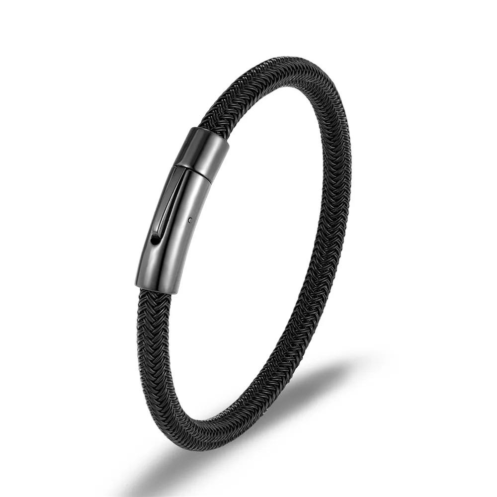 Punk Style Men Bracelet Non Fading Steel Wire Rope Cuff Charm Jewelry Classic Gifts for Men Simple Male Accessories