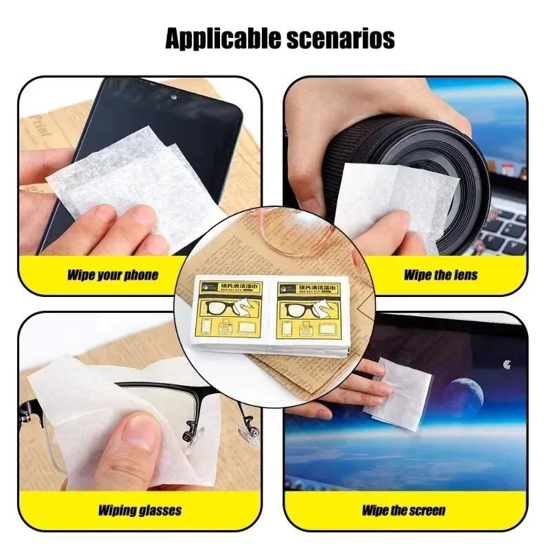 Eyeglass Cleaning Wipes Disposable Anti Fog Lens Pads Quick Dry Streak Free for Glasses Camera Phone Remove Dust Oil
