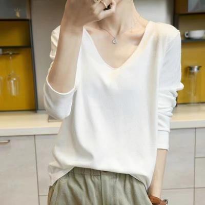 Autumn and Winter New Modal Anti-pilling Simple Knitted Bottoming Shirt Women's Lazy Wind Sweater Pullover Bottoming Shirt