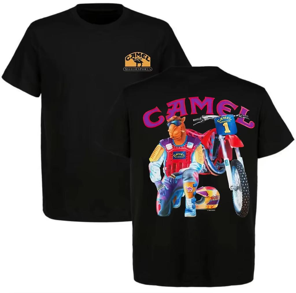 Camel Smokercross Printed Oversized TShirt 2026 Summer Unisexs Unisexs Luxury Casual Tees Unisexs Streetwear Y2k Unisex Fashion Top