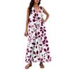 Women's Fashion Casual A-line Floral Printed Hammer Feel Loose Long Skirt With Pockets