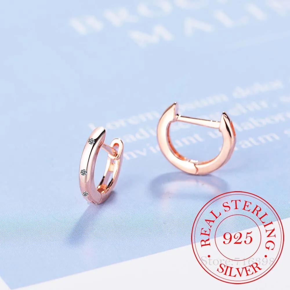 Real 925 Sterling Silver Circle Hoop Earrings Fashion Jewelry for Women Female High Quality