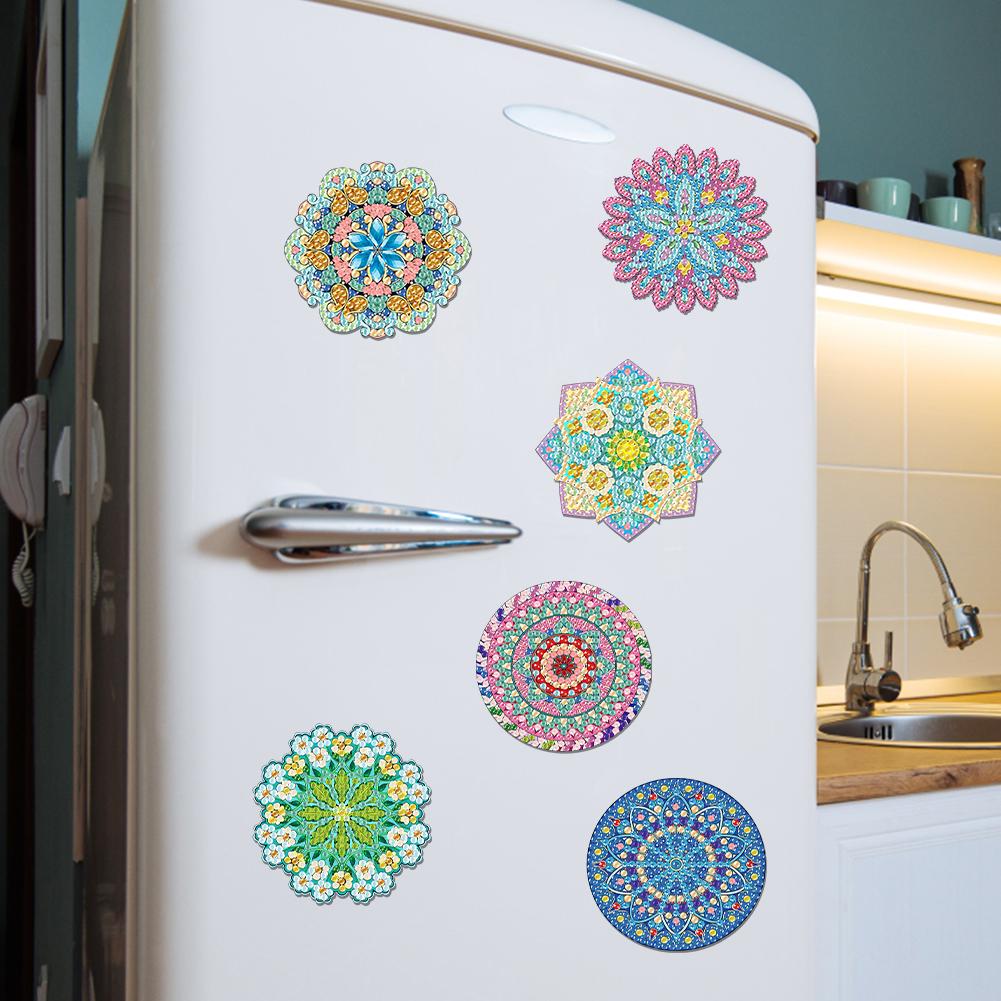 6Pcs Acrylic Sunflower Diamond Art Fridge Magnet Diamond Painting Refrigerator Magnet DIY Fridge Stickers for Fridge Whiteboards