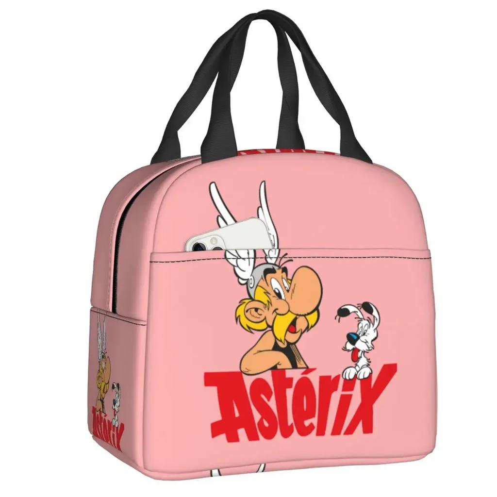 Anime Asterix și Obelix prânz geantă femei portabil cooler termic izolat prânz cutie pentru școală birou în aer liber picnic alimente cutie