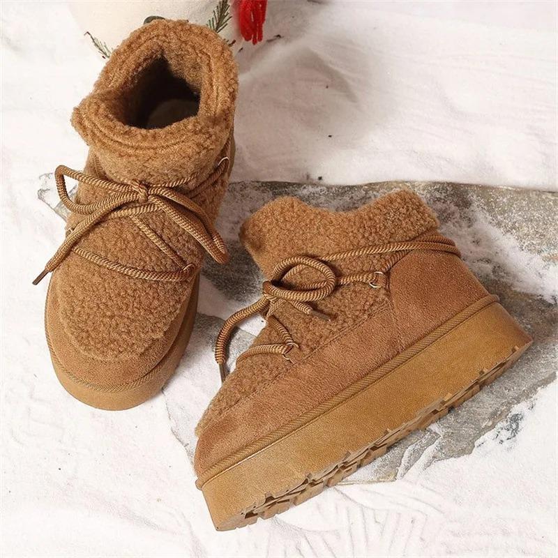Autumn and Winter New Thick-soled Booties Faux Shearling Warm  Snow Boots Thickened Ankle Boots Over-the-knee Warm Women's Boots