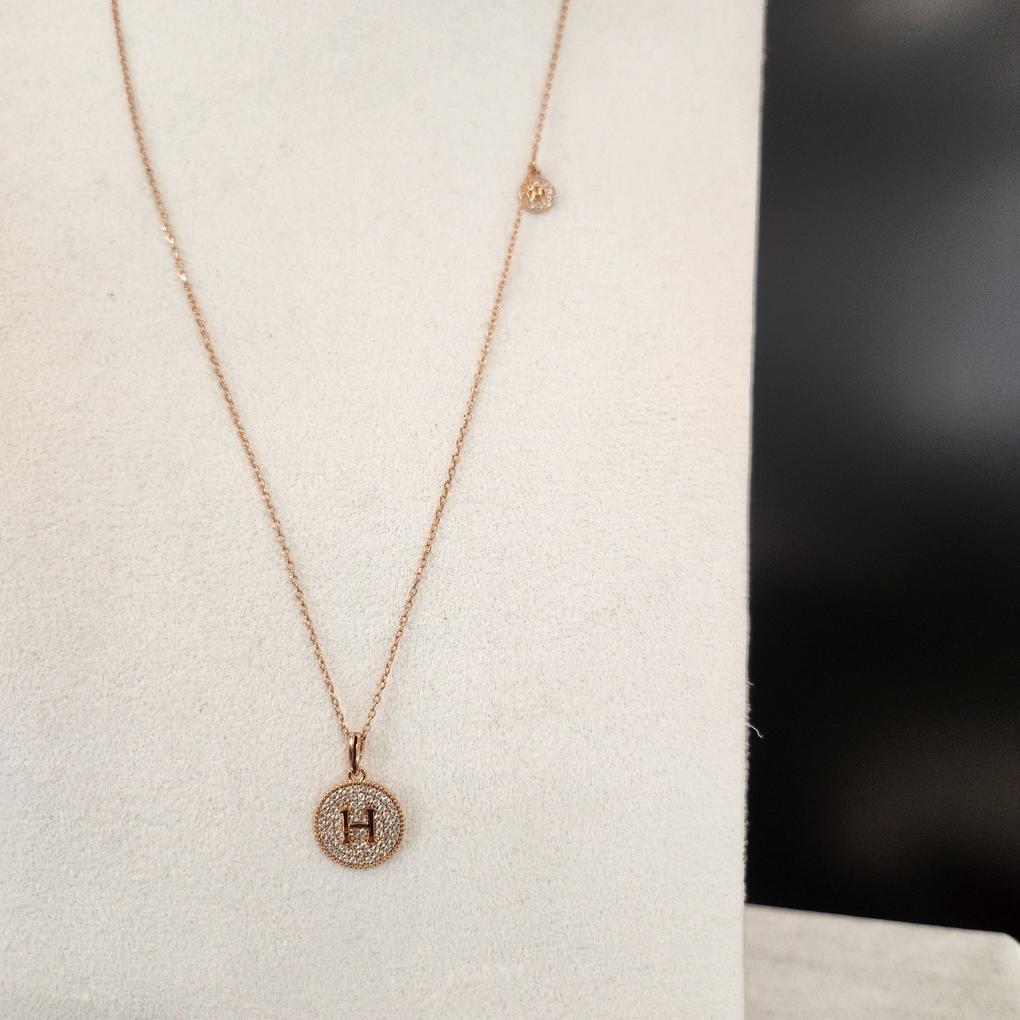 Atria H Simple Long N Pink Plated Necklace QUNNEDG0003FRF
