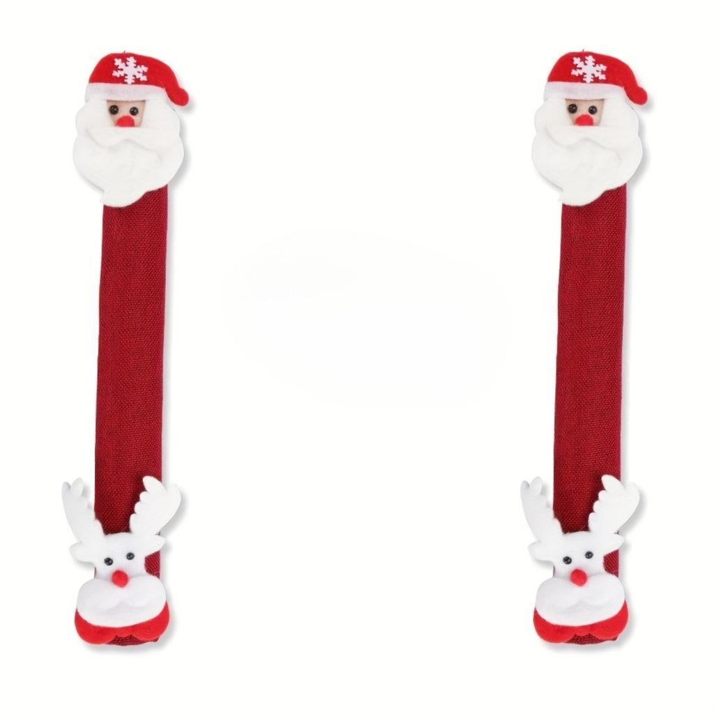 Christmas Refrigerator Handle Santa Snowman Kitchen Appliance Covers Christmas Kitchen Decor,Microwave Handle Protector Covers