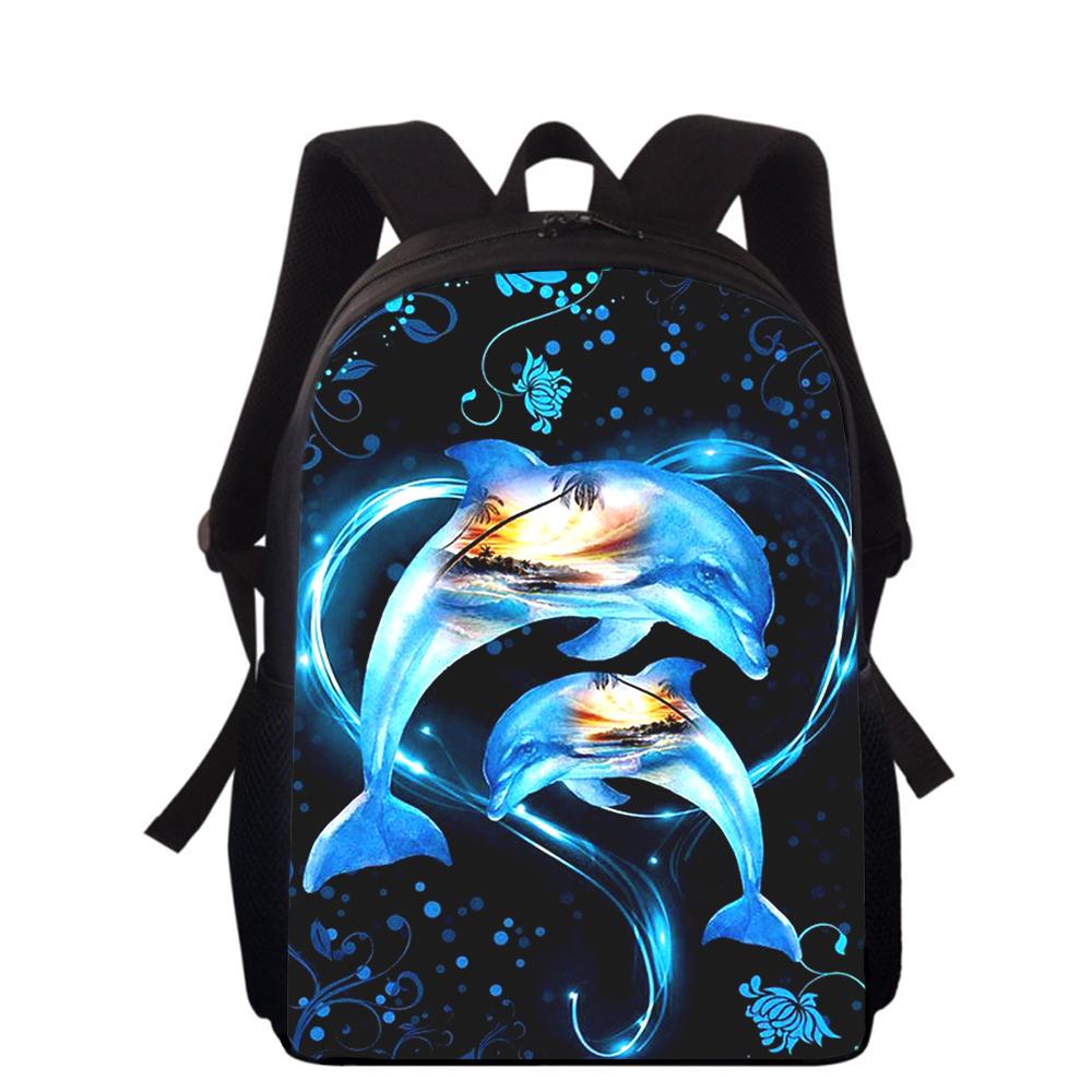 Dolphin Animal 16" 3D Print Kids Backpack Primary School Bags for Boys Girls Back Pack Students School Book Bags