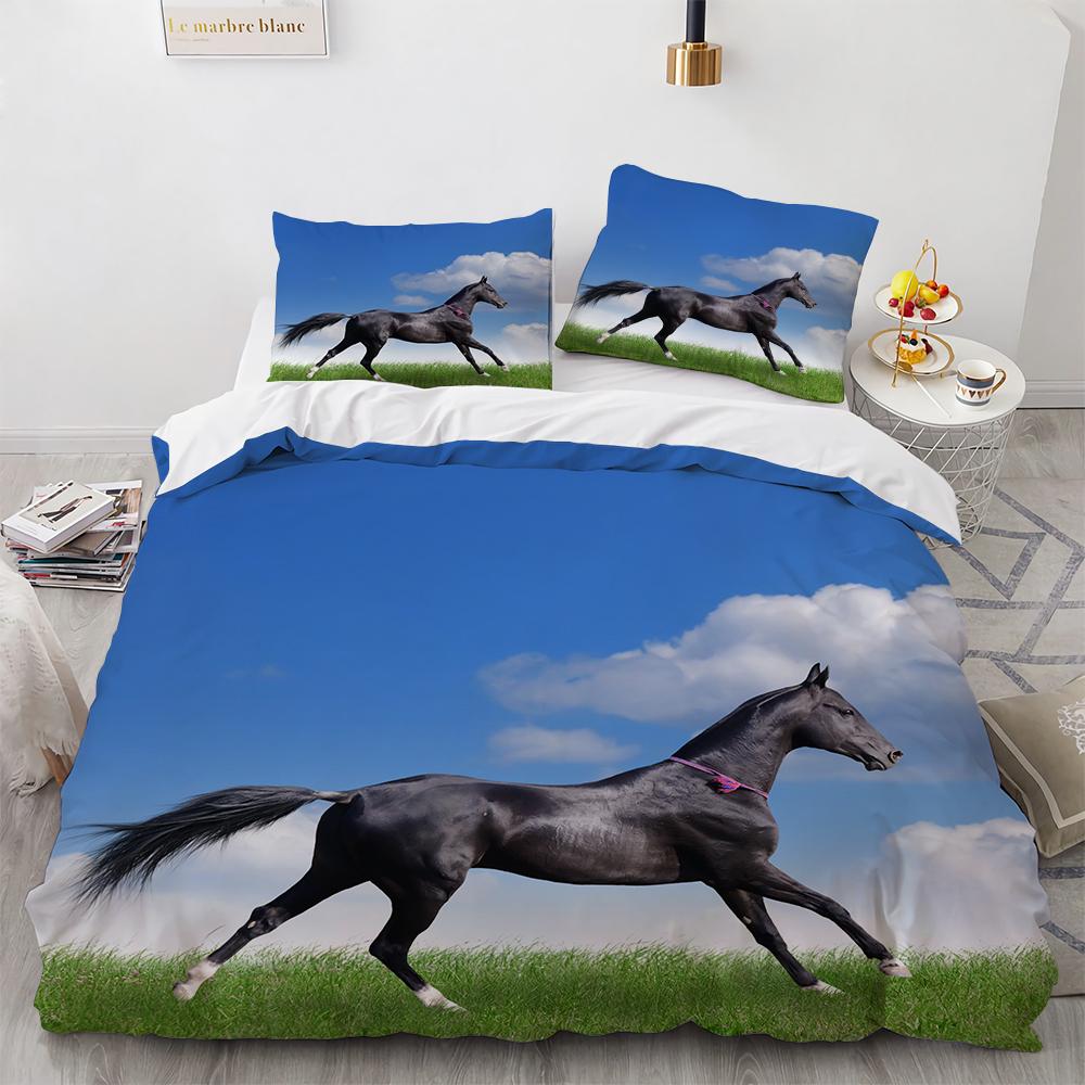3D Animal Printed Duvet Cover Set Domineering Galloping Horse Bedding Set Soft 2/3pcs microfiber Quilt Covers with Pillowcase