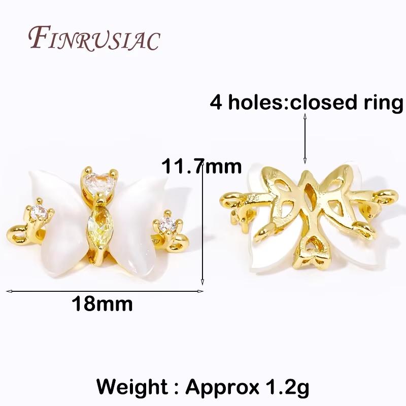 18K Gold Plated Brass with Zircon Connectors For Jewelry,Bowknot Charms For Necklace Necklace Accessories,DIY Earring Making