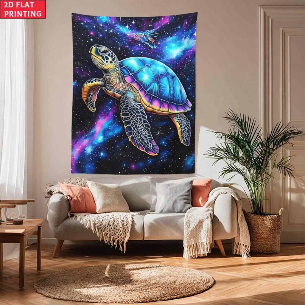1Pc Galaxy Turtle Cosmic Space Sea Turtle Wall Tapestry Psychedelic Art Decor For Bedroom Living Room Home Decor