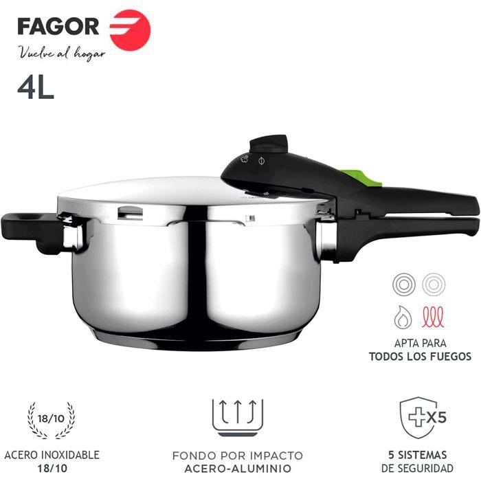 Autocuiseur 4 Litres, Induction, Acier Inoxydable 18/10, 2 Niveaux De Pression FAGOR Rapid Xpress 4 Argent 800055